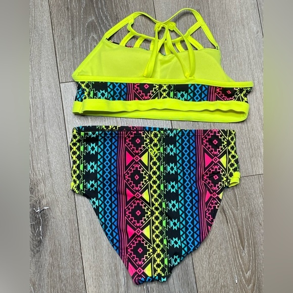 Justice Girl Bikini Top & Bottom Seimsuit Neon Set Size 10 - Picture 2 of 16